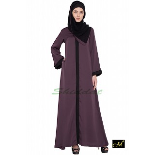 Front open Abaya- Burgundy